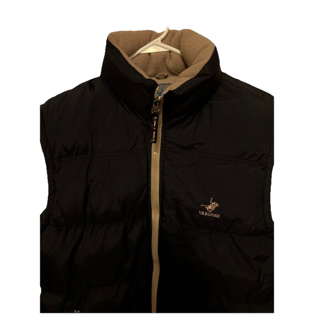 Men’s Polo Puffer Vest Black RARE VHPG Polo Large VTG See Description